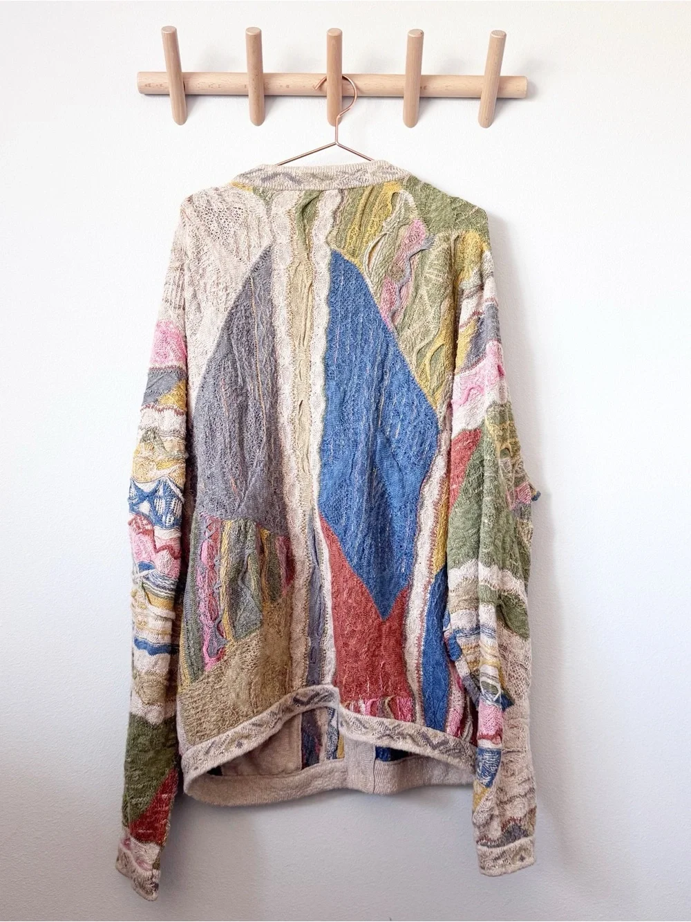 COOGI 90’s Vintage Multicolor Cable-Knit Colorful Cardigan